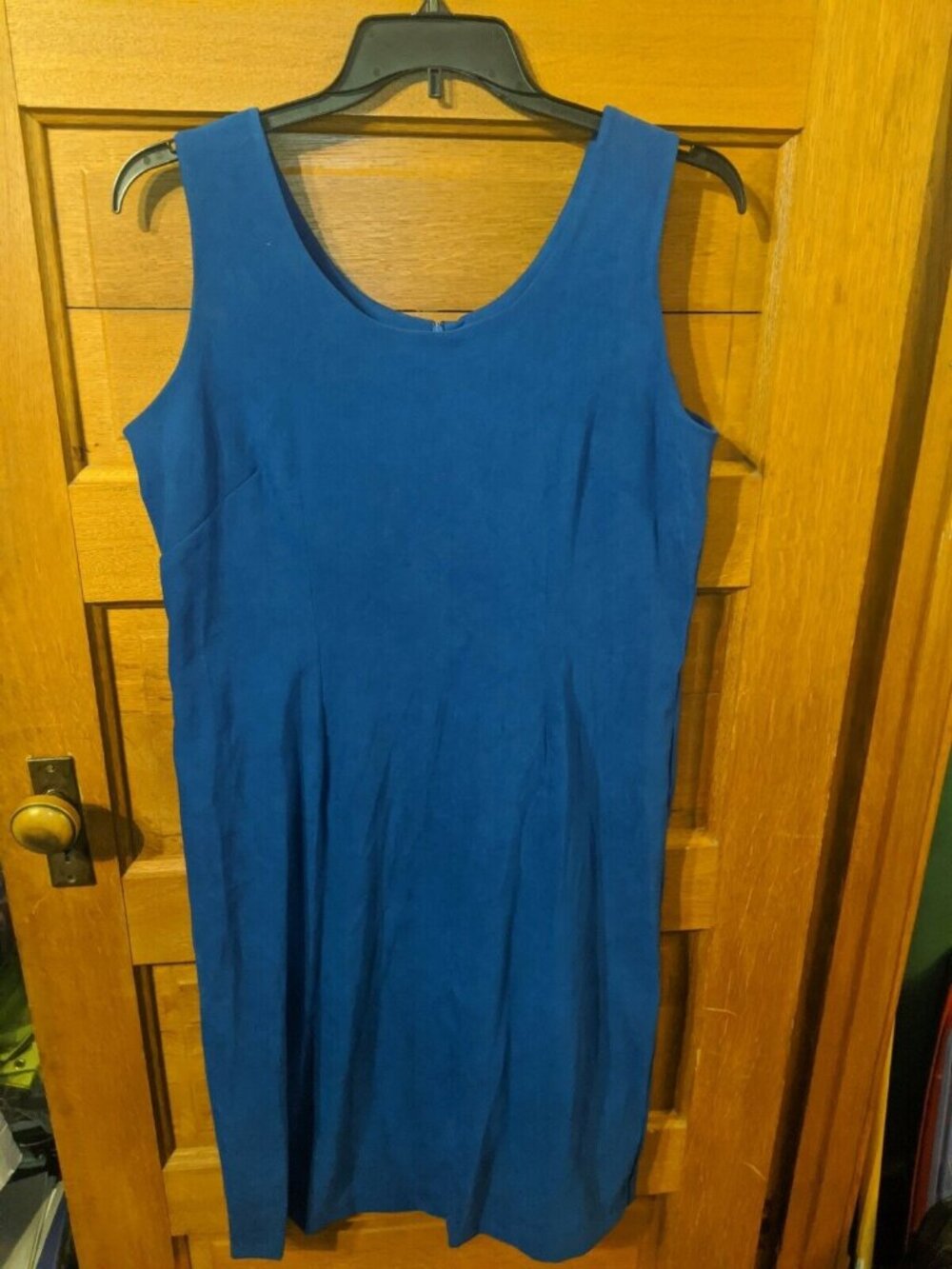K Studio Size 16 Sheath Dress Blue Sleeveless Soft Velour Midi